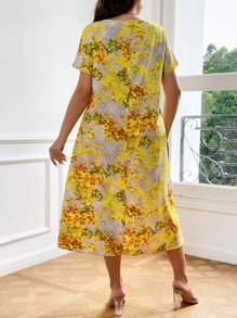 SHEIN LUNE Hơn In hoa Đầm - Màu vàng - Xem 2