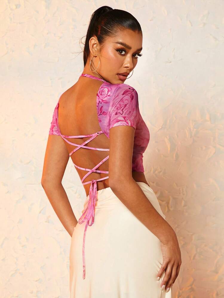 Floral Print Crop Tee