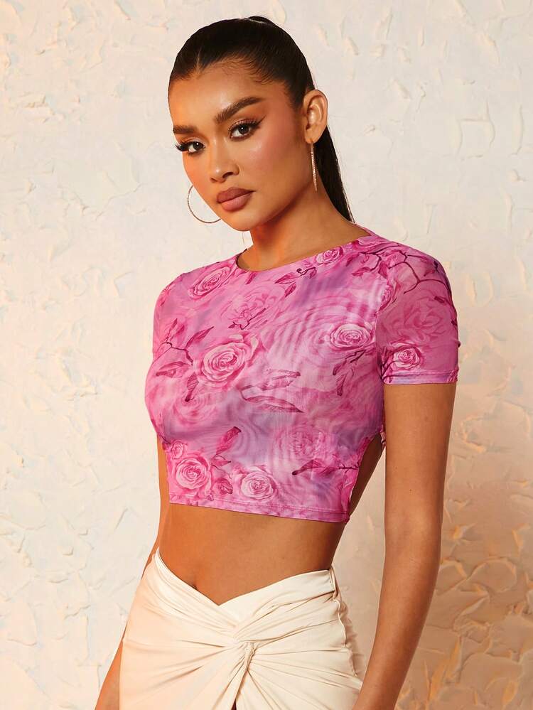 Floral Print Crop Tee