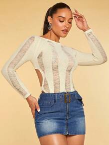SHEIN BAE Zip Up Bodycon Denim Skirt