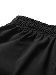 Hombres Pantalones capri con estampado de letra - Negro - Ver 3