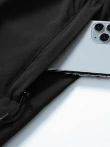 Hombres Pantalones capri con estampado de letra - Negro - Ver 7