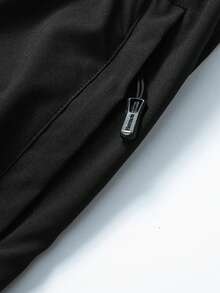 Hombres Pantalones capri con estampado de letra - Negro - Ver 9