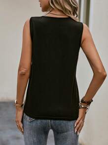 SHEIN LUNE Pha lê Loại bướm Áo ba lỗ - màu đen - Xem 2