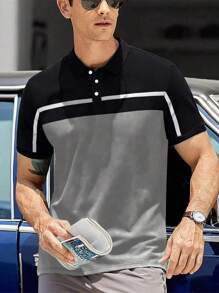 Men Two Tone Polo Shirt - Multicolor - View 1