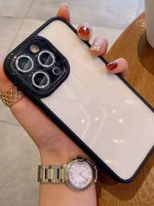 1pc Glitter Lens Protection Phone Case, Compatible With IPhone Apple Series 16 15 14 13 12 11 Pro Max Plus Etc.