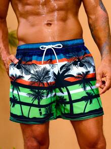 Surfspeed 男士椰子樹圖案腰部抽繩泳褲 - 彩色 - 查看 6