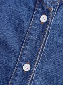 SHEIN Teen Girl Button Front Ruffle Hem Denim Dress - Medium Wash - View 3