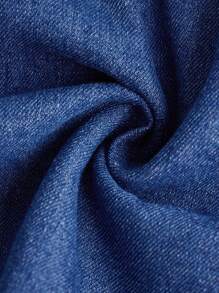 SHEIN Teen Girl Button Front Ruffle Hem Denim Dress - Medium Wash - View 4