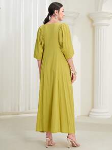 Al Najma 素色蝙蝠袖連衣裙 - 黃色 - 查看 2