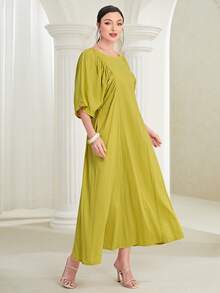 Al Najma 素色蝙蝠袖連衣裙 - 黃色 - 查看 4