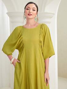 Al Najma 素色蝙蝠袖連衣裙 - 黃色 - 查看 5