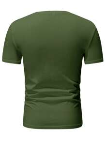 Manfinity Homme Men Letter Graphic Tee - Army Green - View 2