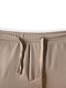 Manfinity EMRG Men Flap Pocket Side Drawstring Hem Cargo Pants - Khaki - View 5