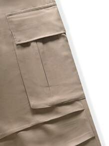 Manfinity EMRG Men Flap Pocket Side Drawstring Hem Cargo Pants - Khaki - View 6