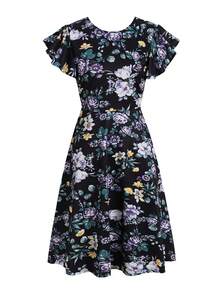 In hoa áo tay bướm Váy chữ A - màu đen - Xem 5