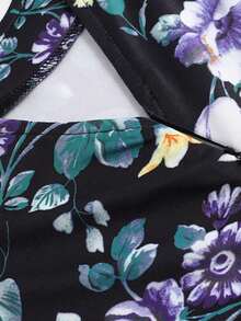 In hoa áo tay bướm Váy chữ A - màu đen - Xem 6