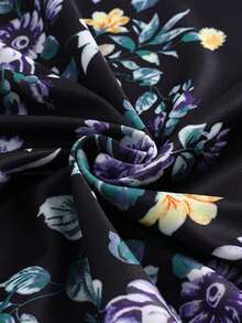 In hoa áo tay bướm Váy chữ A - màu đen - Xem 7