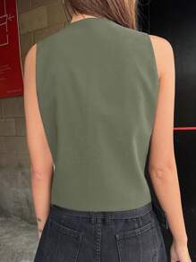 DAZY Solid Button Front Vest Blazer Buisness Attire