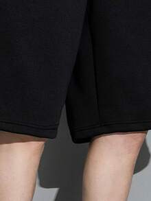 Men Drawstring Waist Shorts - Black - View 4