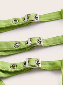 SHEIN X The Future X Sire Leo Lamar Cut Out Side Straight Leg Pants - Lime Green - View 7