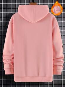 Manfinity EMRG Sudadera Con Capucha De Talla Grande Con Cordón, Diseño De Letra Gráfica Para Hombres - Rosa - Ver 2