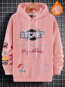 Manfinity EMRG Sudadera Con Capucha De Talla Grande Con Cordón, Diseño De Letra Gráfica Para Hombres - Rosa - Ver 6