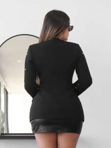 SHEIN SXY Blazer con cuenta de perla con parte delantera abierta