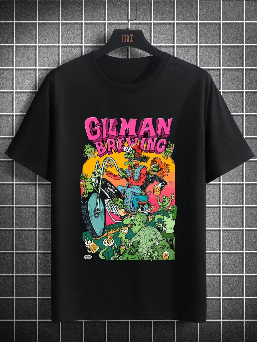 Nam Chữ cái & Đồ họa hoạt hình Áo thun - màu đen - Xem 1