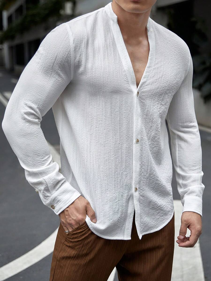 Manfinity NXTstreet Hombres Camisa unicolor con botón