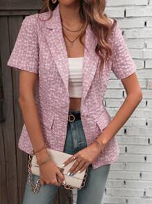 SHEIN Clasi 花卉圖案提花西裝領西裝外套