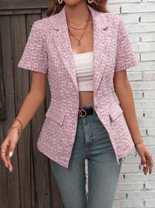 SHEIN Clasi 花卉圖案提花西裝領西裝外套