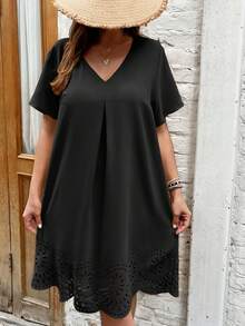 SHEIN Clasi Hơn Cắt laser Cắt vỏ sò Đầm - màu đen - Xem 6