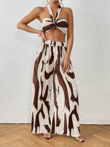 Firerie In Toàn bộ Áo hai dây & Quần ống rộng - Màu nâu Sô-cô-la - Xem 6