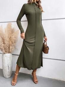 SHEIN Clasi 木耳邊小高領洋裝