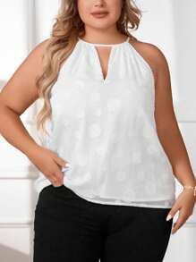 SHEIN Privé 大碼鎖眼領掛脖上衣