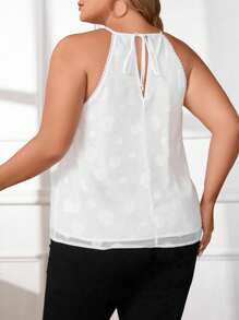 SHEIN Privé 大碼鎖眼領掛脖上衣