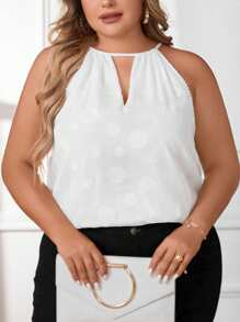 SHEIN Privé 大碼鎖眼領掛脖上衣