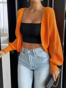 SHEIN Essnce Ren hở lưng tay cánh Cắt sửa áo lông cừu - trái cam - Xem 1