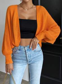 SHEIN Essnce Ren hở lưng tay cánh Cắt sửa áo lông cừu - trái cam - Xem 5
