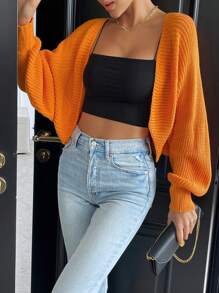 SHEIN Essnce Ren hở lưng tay cánh Cắt sửa áo lông cừu - trái cam - Xem 6