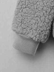 SHEIN Young Boy Two Tone 3D Ear Design Hooded Teddy Jacket Without Tee - Multicolor - View 3