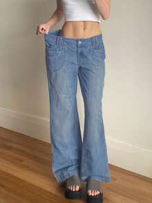 GILIPUR Washed Wide Leg Jeans - Light Wash - View 3