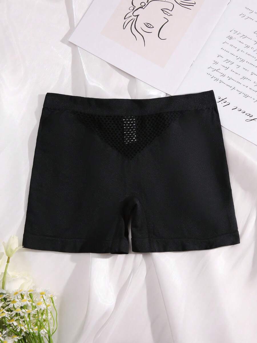 Shorts de fajas unicolor con abertura - Negro - Ver 1