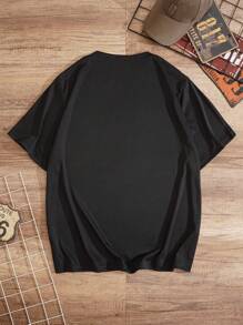 Men Plus Astronaut And Letter Graphic Tee - Black - View 2