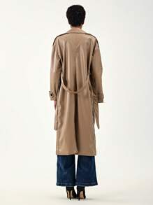 Aveloria Double Breasted Belted Trench Coat - Brown - View 2