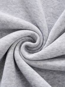 INAWLY Plus Half Zip Drawstring Hem Thermal Lined Sweatshirt - Light Grey - View 6