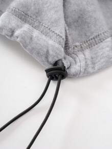 INAWLY Plus Half Zip Drawstring Hem Thermal Lined Sweatshirt - Light Grey - View 8