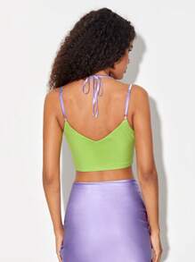 ZAYNA 雙色胸部褶皺吊帶上衣 - 彩色 - 查看 2