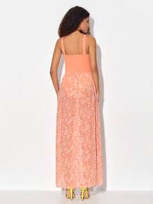 House of Dani.B Floral Print Twist Bust Cami Dress - Coral Orange - View 2